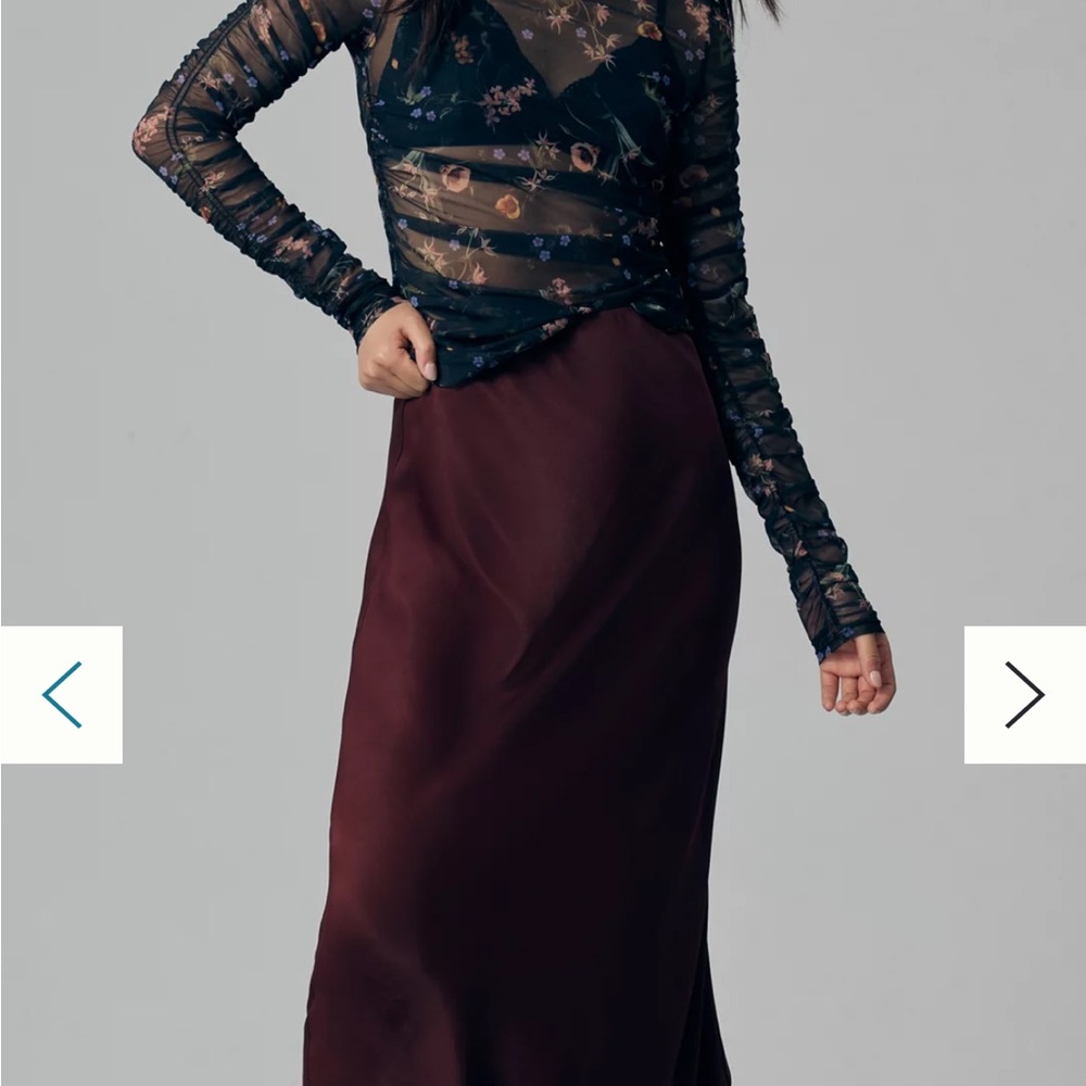 Anthropologie Red Maxi Slip Skirt for Cocktail